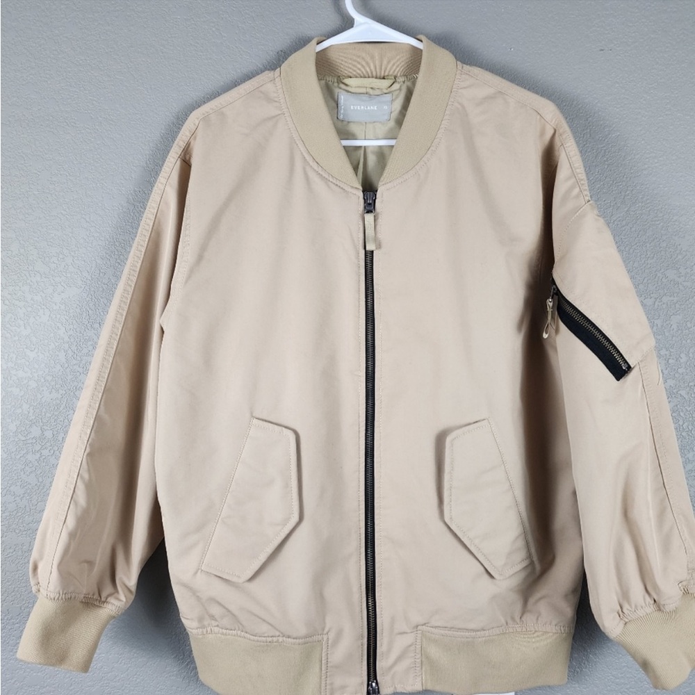 Everlane The Bomber Jacket Khaki Oversized Small Women's Tan Coat Casual
